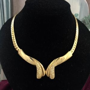 Vtg 1980s Piscitelli Necklace signed art deco Bow Rhinestone Designer Couture